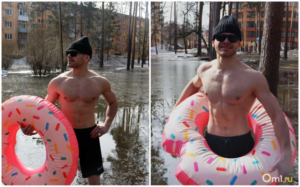 «Чем вам не Бали?» Житель Новосибирска искупался в гигантской луже посреди города