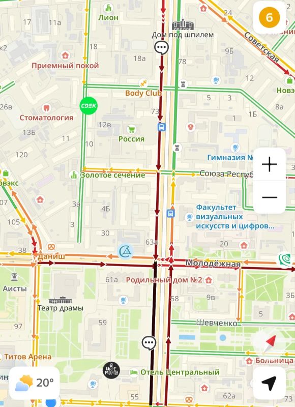 Друзья, мы напоминаем, что центральную часть сегодня перекрывают для репетиции парада Победы