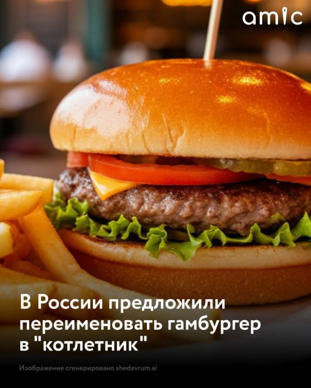 Председатель партии «Коммунисты России» Сергей Малинкович предлагает отказаться от слова «гамбургер» и переименовать его в «котлетник» или «кокошник», сообщает «Абзац»