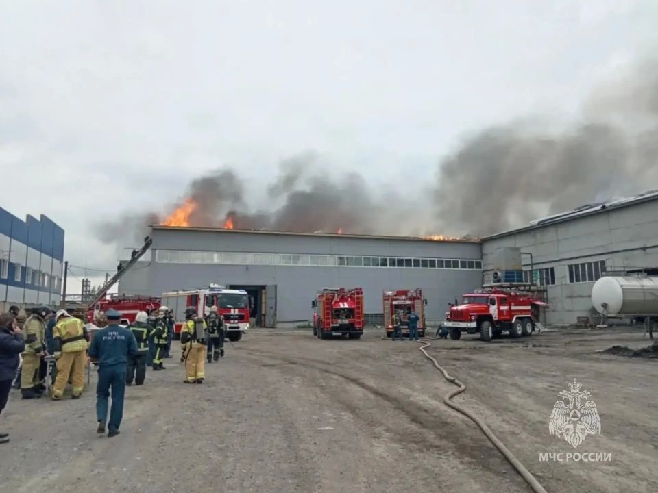 Пожар в производственном здании тушат в Барнауле Пожар в производственном здании тушат в Барнауле