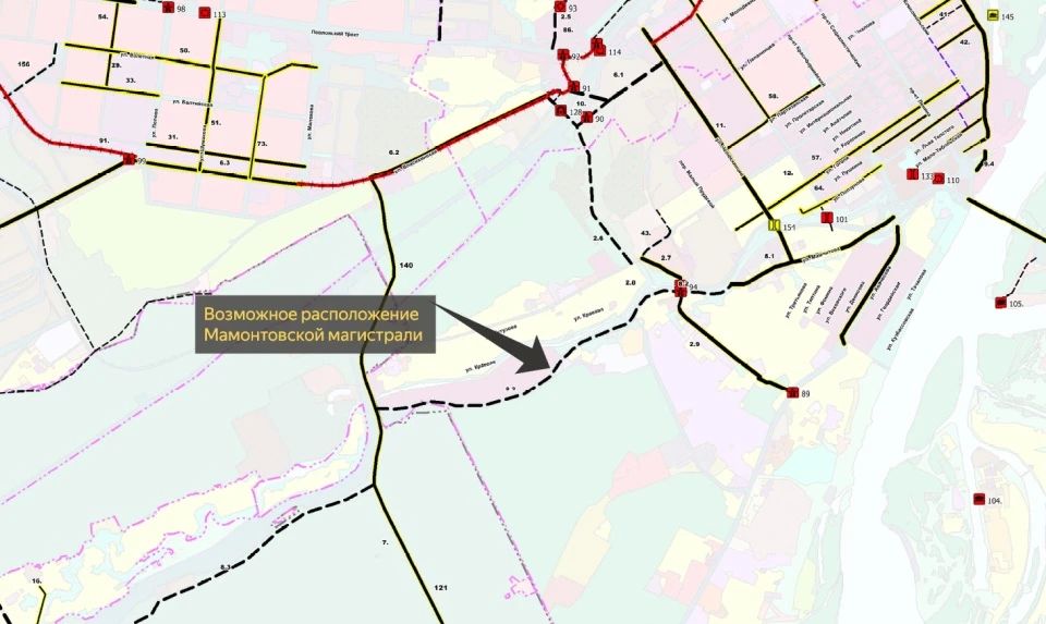 Дорога на улице Мамонтова (в районе "Арсенала") в будущем войдет в Южный обход Барнаула Дорога на улице Мамонтова (в районе "Арсенала") в будущем войдет в Южный обход Барнаула