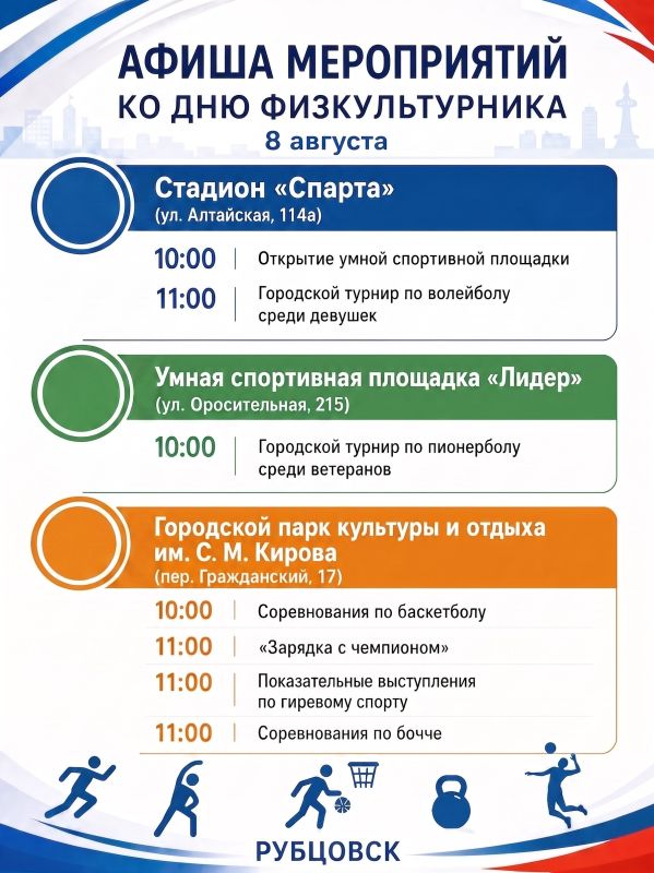 День физкультурника в Рубцовске: афиша мероприятий