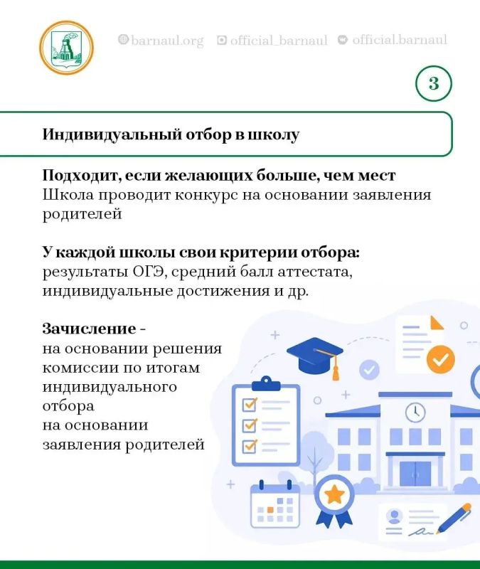 Напоминаем правила поступления в 10 класс в Барнауле! Напоминаем правила поступления в 10 класс в Барнауле!