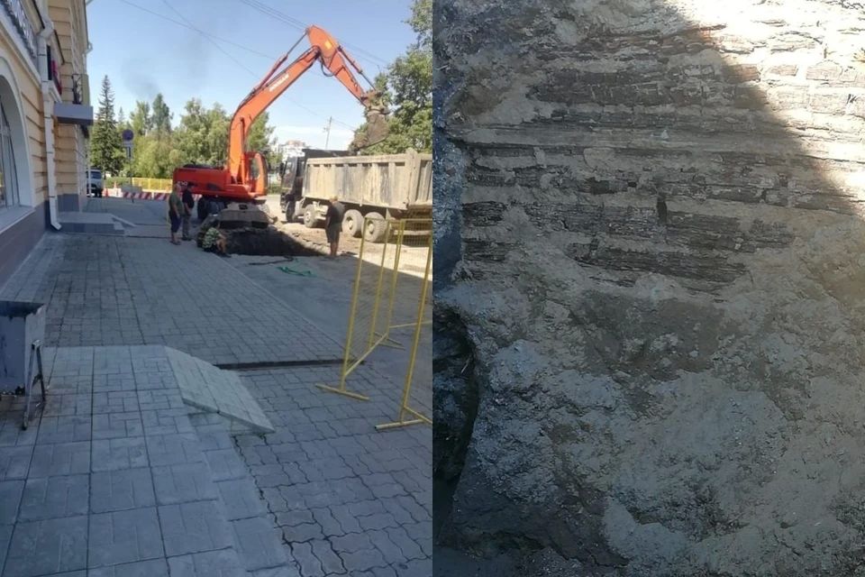 Под асфальтом в районе Демидовской площади нашли срубы XVIII века