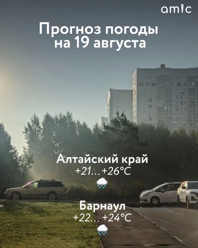 В Алтайском крае 19 августа пройдут дожди с грозами, сообщает региональный Гидрометцентр