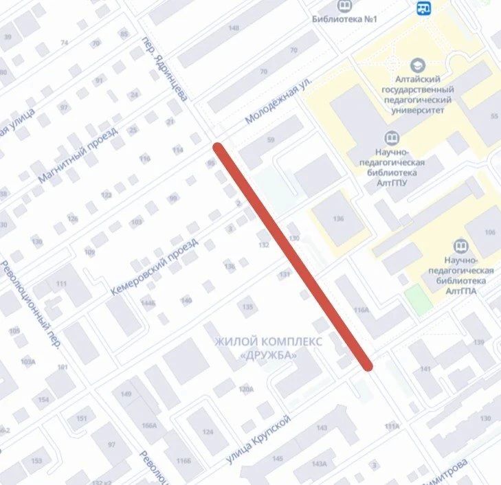Участок дороги перекроют на три недели в центре Барнаула