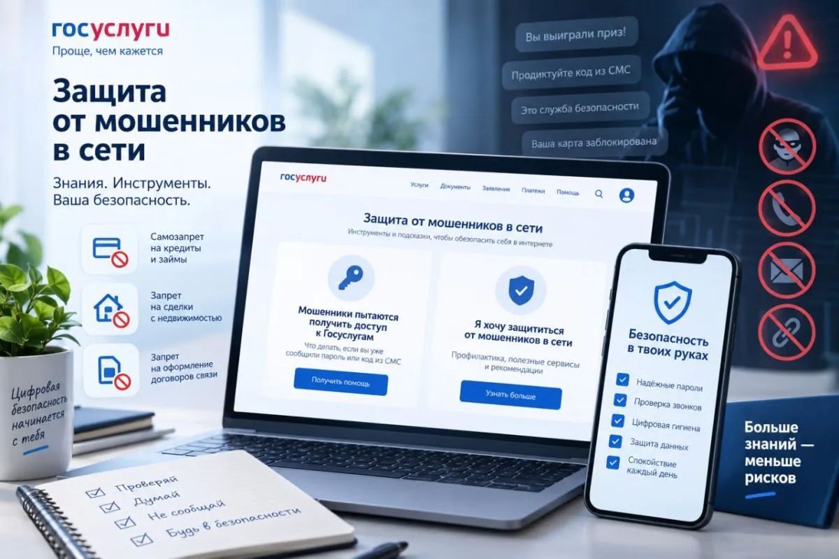 На Госуслугах запущен сервис «Защита от мошенников в сети»