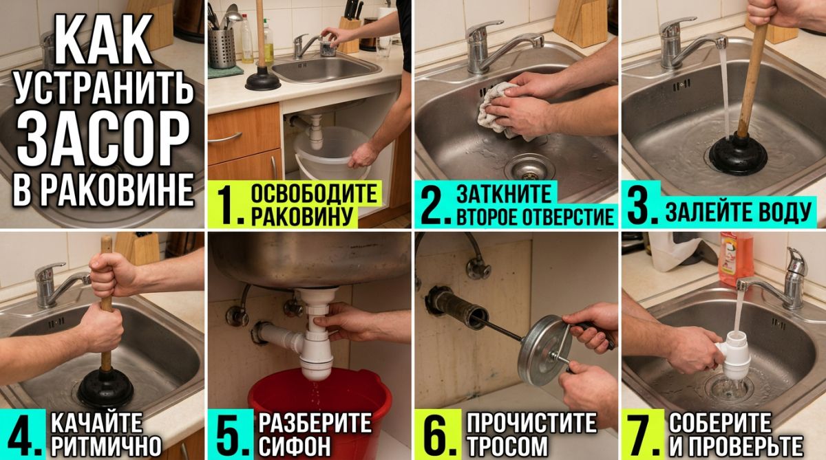Засор на кухне? Как прочистить раковину и понять, когда пора звать сантехника